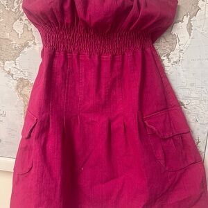 Strapless Pocket Dress - Fuchsia Pink